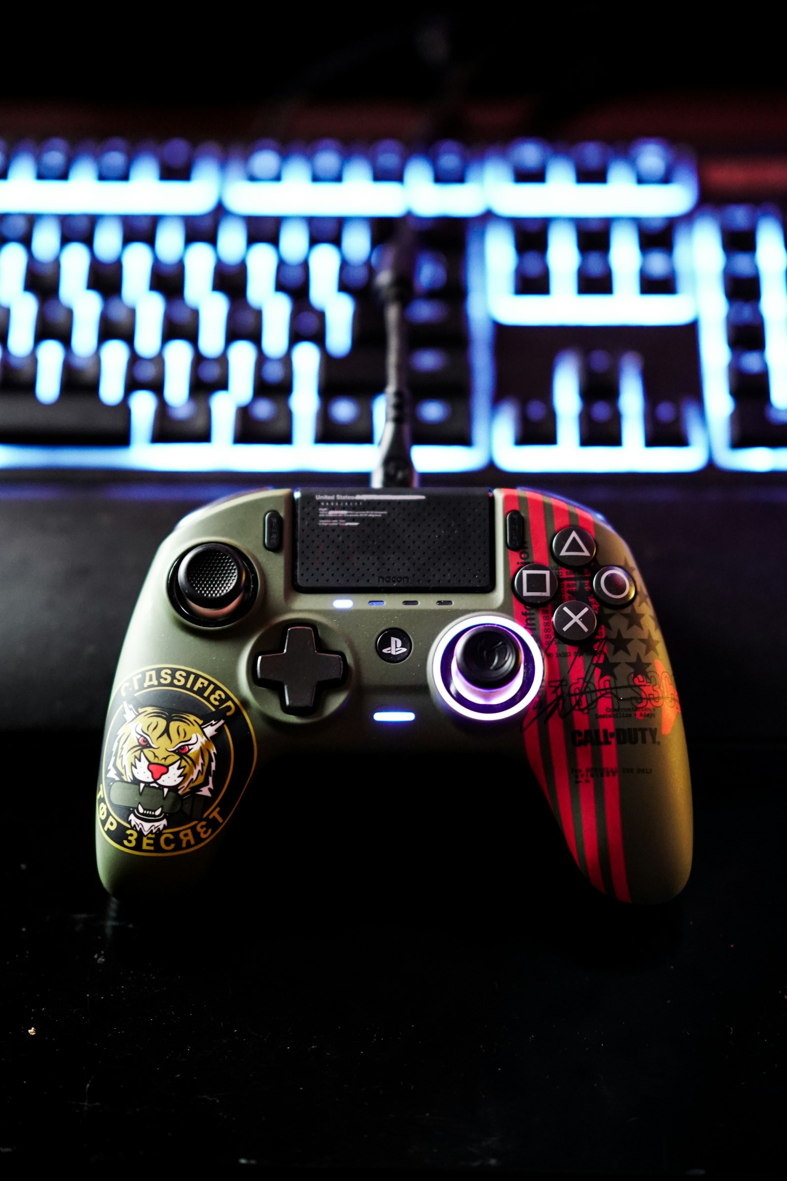 A red and black controller